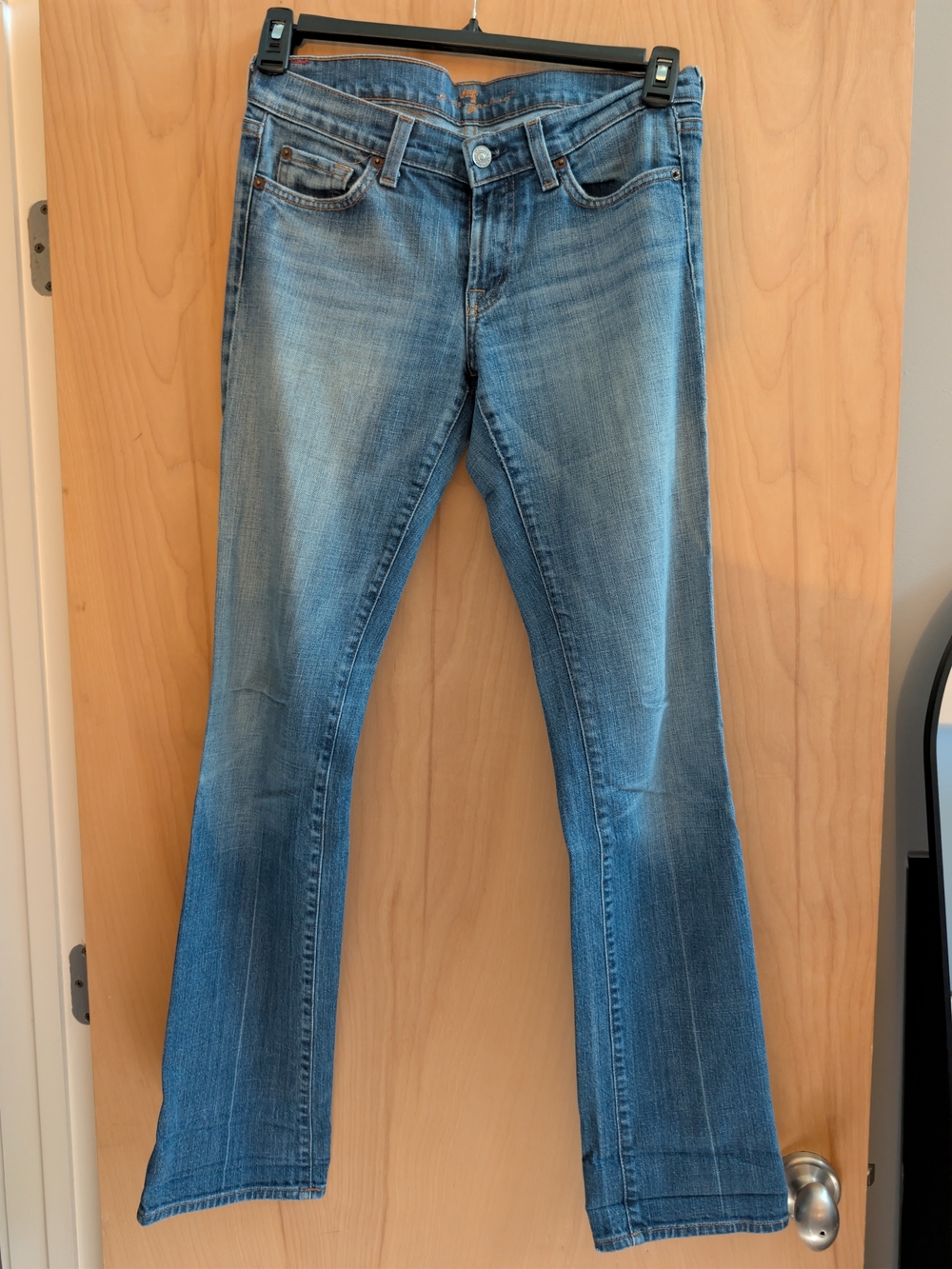 7 For All Mankind Medium Blue Straight Leg Jeans